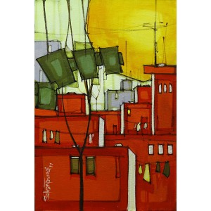 Salman Farooqi, 12 x 18 Inchc, Acrylic on Canvas, Cityscape Painting-AC-SF-121